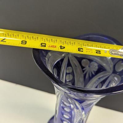 Sale Photo Thumbnail #354: Hand Cut Bohemian Style Crystal Cobalt Blue Vase