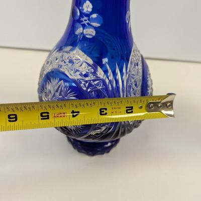 Sale Photo Thumbnail #361: Hand Cut Crystal Cobalt Blue Vase