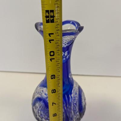 Sale Photo Thumbnail #360: Hand Cut Crystal Cobalt Blue Vase