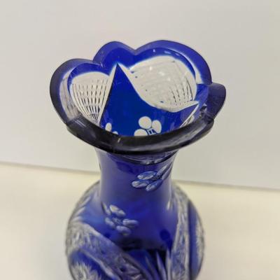 Sale Photo Thumbnail #358: Hand Cut Crystal Cobalt Blue Vase