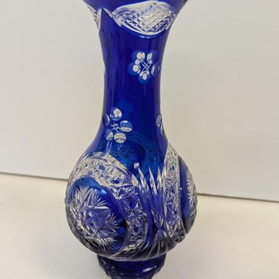 Sale Photo Thumbnail #357: Hand Cut Crystal Cobalt Blue Vase