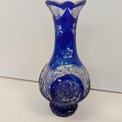 Sale Photo Thumbnail #355: Hand Cut Crystal Cobalt Blue Vase