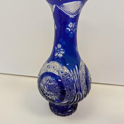Sale Photo Thumbnail #356: Hand Cut Crystal Cobalt Blue Vase