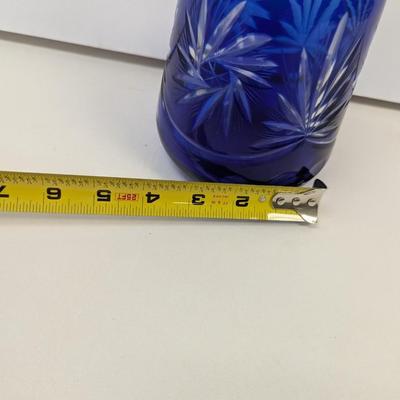 Sale Photo Thumbnail #368: Hand Cut Crystal Cobalt Blue Vase