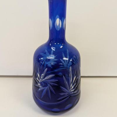 Sale Photo Thumbnail #366: Hand Cut Crystal Cobalt Blue Vase