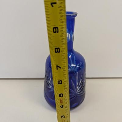 Sale Photo Thumbnail #367: Hand Cut Crystal Cobalt Blue Vase