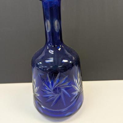 Sale Photo Thumbnail #362: Hand Cut Crystal Cobalt Blue Vase