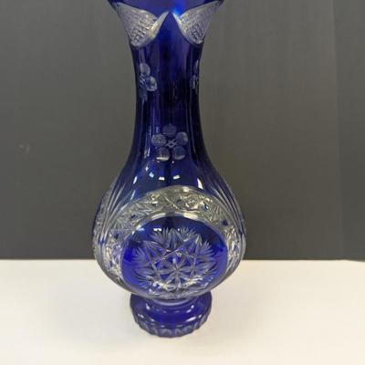 Sale Photo Thumbnail #369: Hand Cut Crystal Cobalt Blue Vase