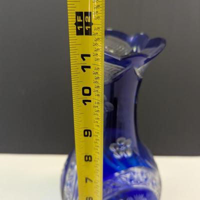Sale Photo Thumbnail #373: Hand Cut Crystal Cobalt Blue Vase