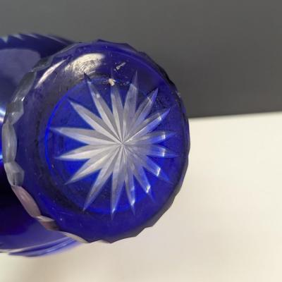 Sale Photo Thumbnail #372: Hand Cut Crystal Cobalt Blue Vase