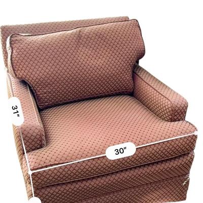 Furniture -Pair of Custom Club Chairs with Down filled upholstery, Antique Table, Elephant Ceramic lamp, Books, Decor