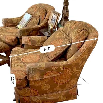 Furniture - Pair of custom Club Chairs w/ painting, lamp & decor