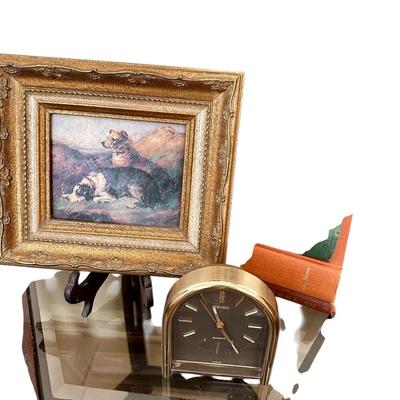Furniture - Pair of custom Club Chairs w/ painting, lamp & decor