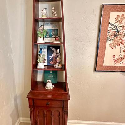 Furniture -obelisk shaped display case with lower cabinet - contents sold separately