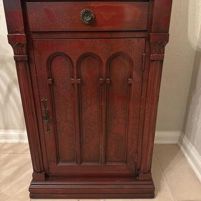 Furniture -obelisk shaped display case with lower cabinet- contents sold separately