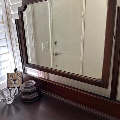 Furniture - Antique Mirrored Dresser w/ decor