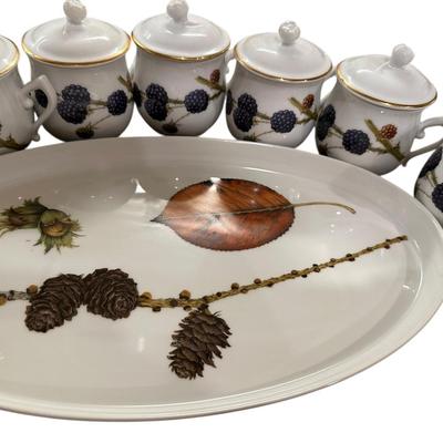 China- Royal Worcester Evesham Pot De Creme set & Covered Casserole