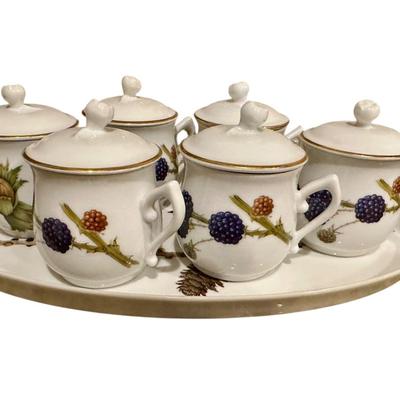 China- Royal Worcester Evesham Pot De Creme set & Covered Casserole