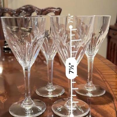 Crystal Stemware- St Louis Bristol Pattern Cut Panels 7" Wine set of 4 - 1 rim chip