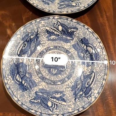 China- Mottaheda- Blue Torquay Plates Set of 6