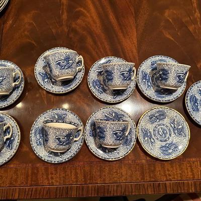 China- Mottaheda Blue Torquay 7 cups 9 saucers