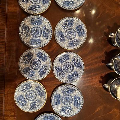 China- Mottaheda Blue Torquay 7 cups 9 saucers