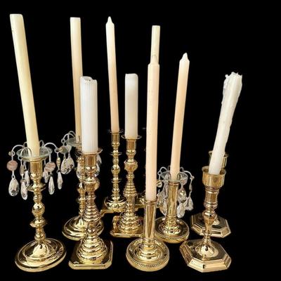 Decor- Brass candle sticks by Baldwin, EB BB