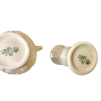 Decor - Beeleek 4 piece lot w/ green marks -chips on 2 small pieces