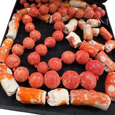 Jewelry- pair carved coral necklaces