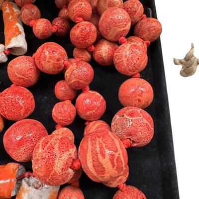 Jewelry- pair carved coral necklaces