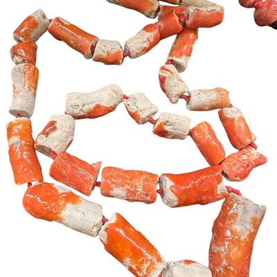 Jewelry- pair carved coral necklaces