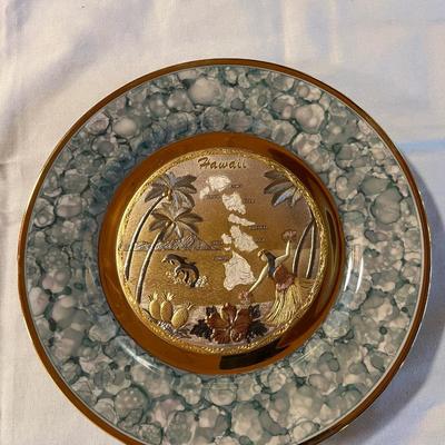 Sale Photo Thumbnail #238: Vintage Chokin Japanese Art Form Souvenir Plate From Hawaii   10.5" Wide