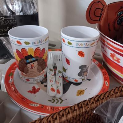 HEAVY PLASTIC DINNERWARE, SERVING PIECES AND MORE
