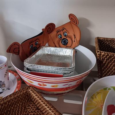 HEAVY PLASTIC DINNERWARE, SERVING PIECES AND MORE