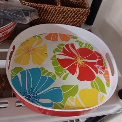 HEAVY PLASTIC DINNERWARE, SERVING PIECES AND MORE