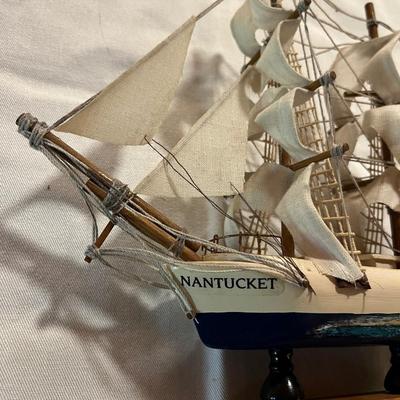 Sale Photo Thumbnail #249: Wooden Model of the Nantucket Sailing Ship With Fabric Sails   9" Long  9" Tall