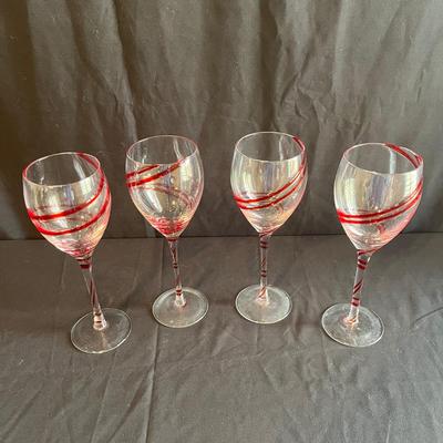 Red Swirl Wine Glasses, Hammered & Frosted Stem Martini Glasses & More (PC-BC)