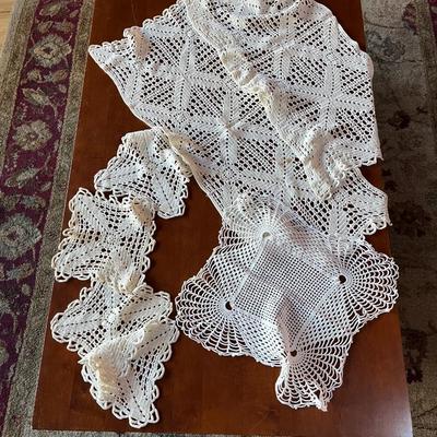 Sale Photo Thumbnail #288: Collection Of Hand Crocheted Doilies and Table Runners