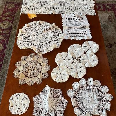 Sale Photo Thumbnail #289: Collection Of Hand Crocheted Doilies and Table Runners