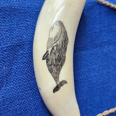 Sale Photo Thumbnail #420: 16" overal length, the tooth is 3.5 inches long
The chain tests at 10K gold