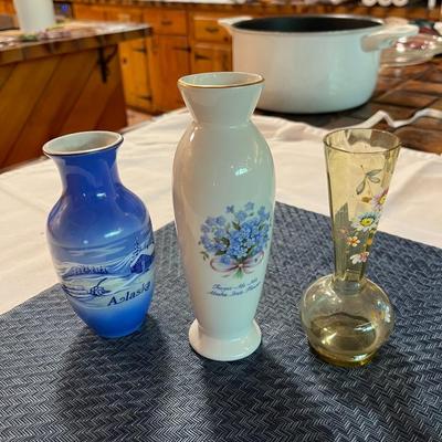 Set of Three Bud Vases, Two From Alaska
