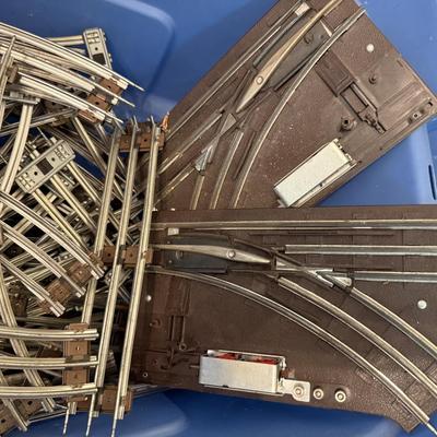 Vintage train set, mix of metal and plastic cars