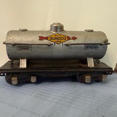 Vintage train set, mix of metal and plastic cars