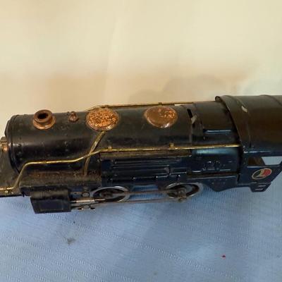 Vintage train set, mix of metal and plastic cars