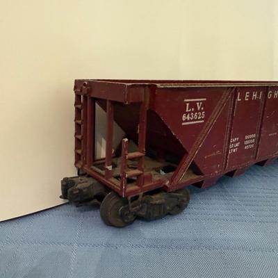 Vintage train set, mix of metal and plastic cars
