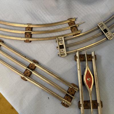 Vintage train set, mix of metal and plastic cars