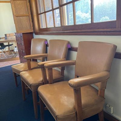 Sale Photo Thumbnail #107: Pleather Antique Chairs, Set of 3