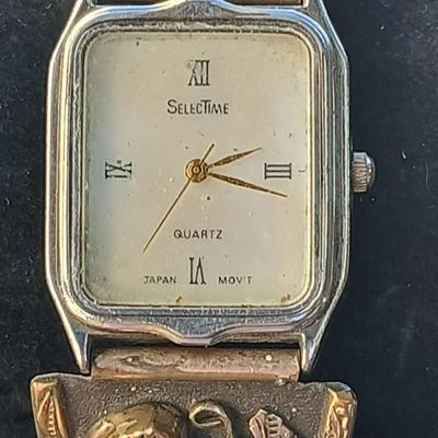 Vintage Native American Turquoise watch SelecTime Quartz marked 12KT G.F. 12 KT Gold filled