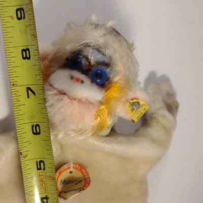 Sale Photo Thumbnail #906: Vintage Steiff Mungo Monkey Hand Puppet Doll- Approx 8 1/2" Tall.  Item is complete with original ear tag.