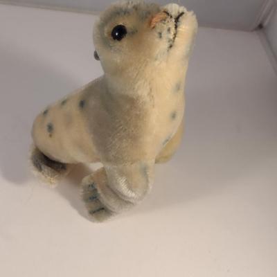 Sale Photo Thumbnail #908: Vintage Steiff Baby Seal Doll- Approx 7 1/2" Tall